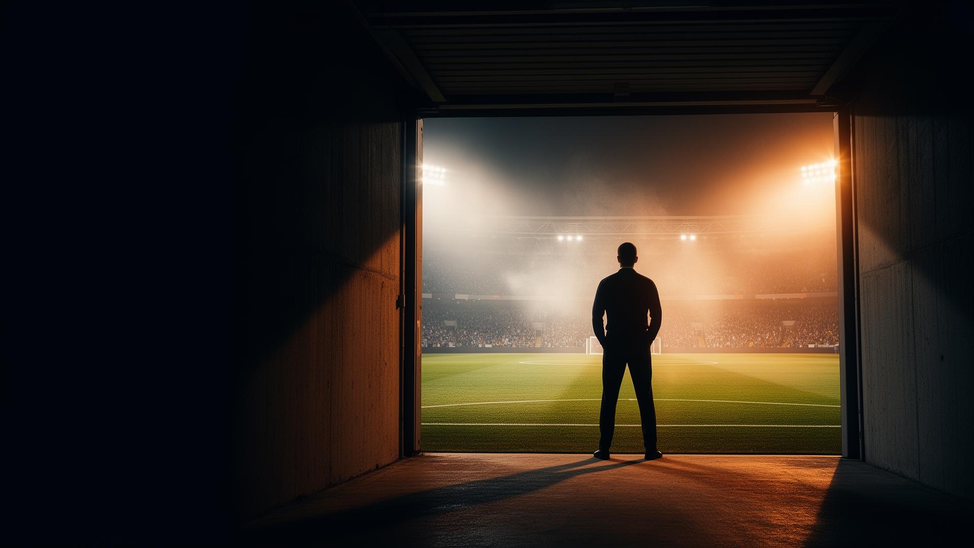 Coach looking out from a stadium tunnel